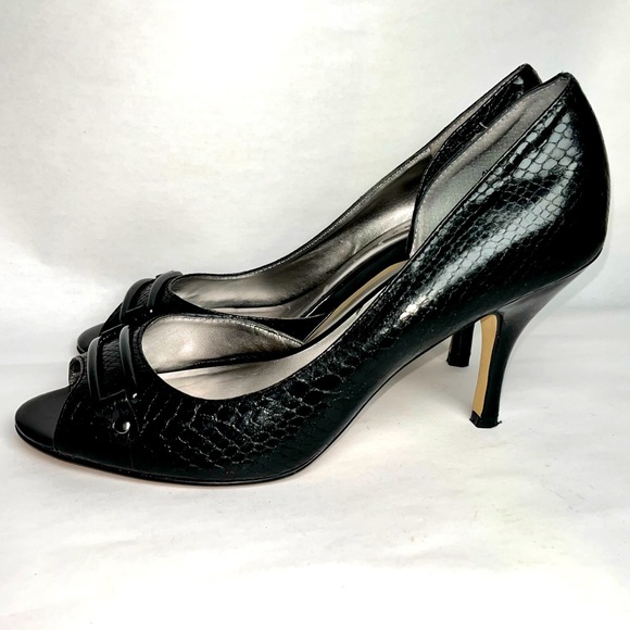 Anne Klein 2 AKLARS Women Black Snake Print Open Side Heel Shoe Size 9 M